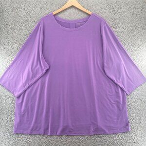 Susan Graver Top Womens 5X Plus Purple Modern Essentials Liquid Knit Pullover